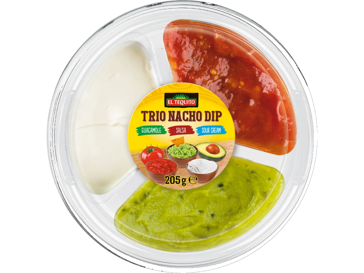 El Tequito Trio Nacho Dip: guacamole, salsa, sour cream.