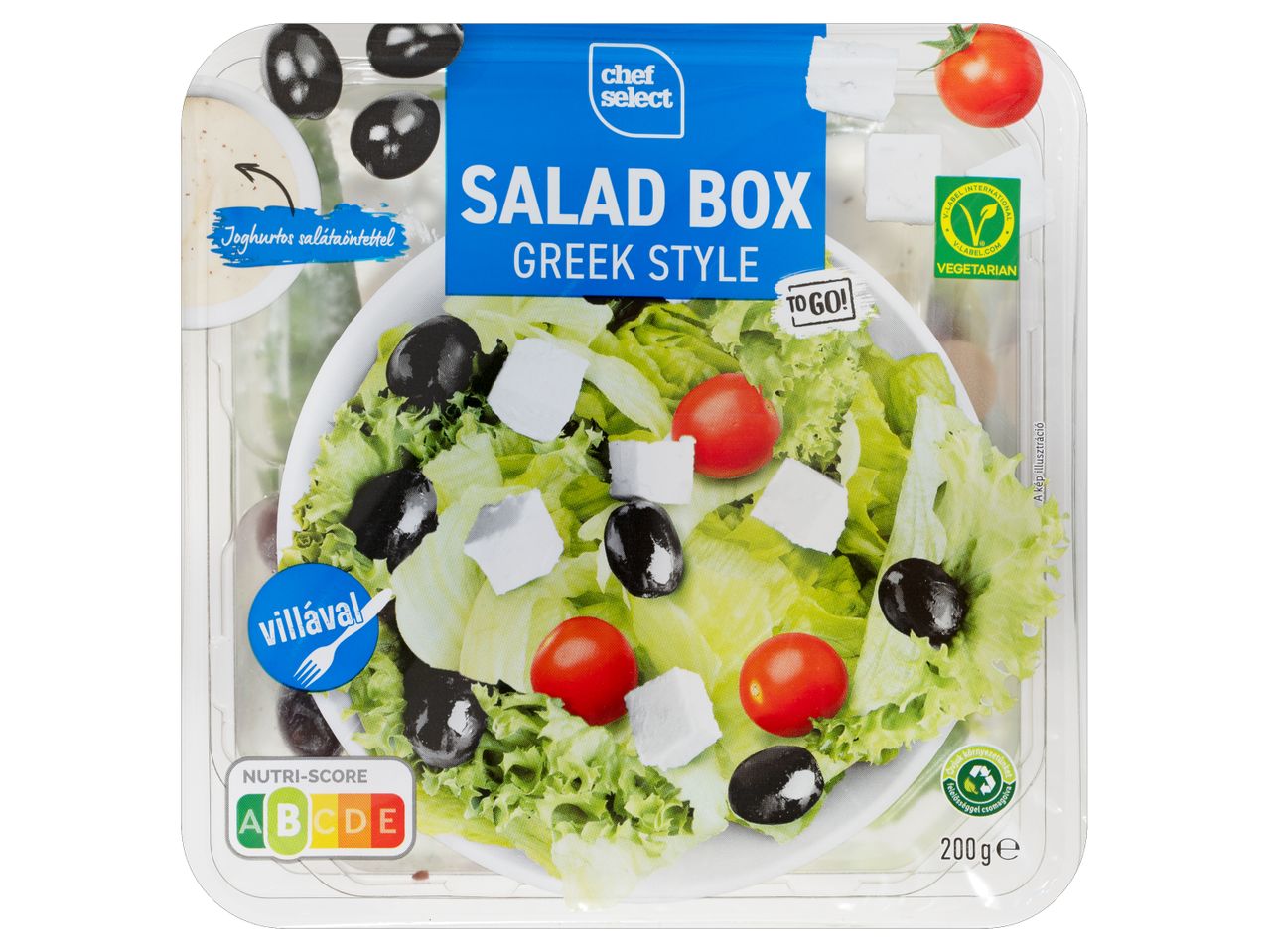 Chef Select: Görög saláta doboz feta sajttal, olívabogyóval és cseresznyeparadicsommal.