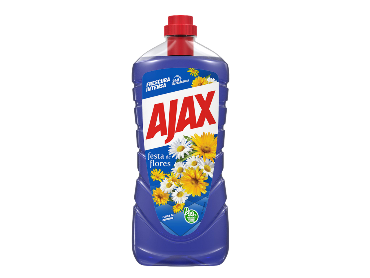 Detergente líquido para limpeza de chão com aroma floral e frescura intensa.