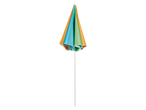 Guarda-sol de praia colorido com três cores: laranja, azul-turquesa e verde claro.