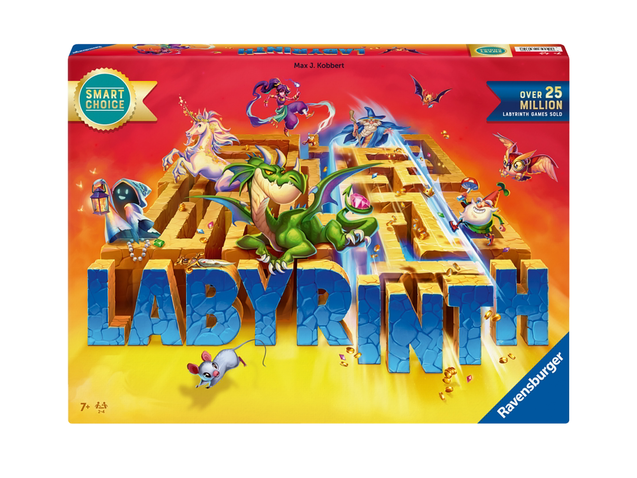 Ravensburger Labyrinth stalo žaidimas su fantastiškais personažais ir labirintu.