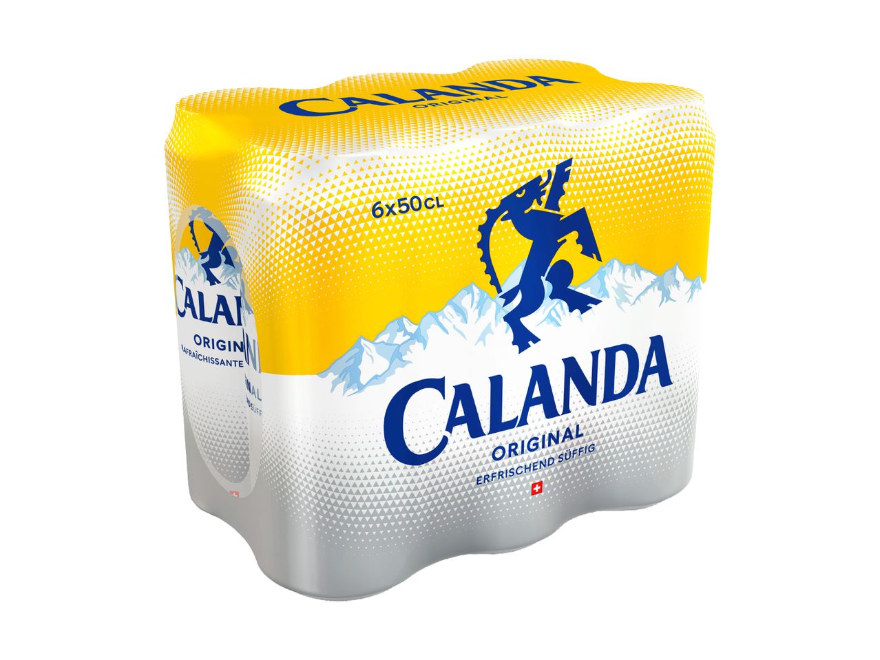 Pack de 8 canettes de Calanda, boisson rafraîchissante.