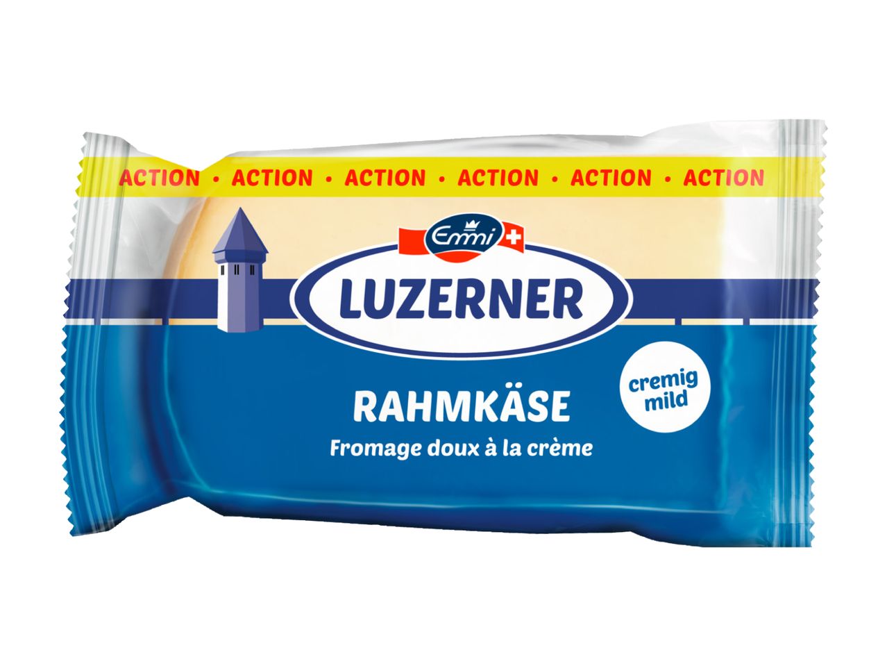 Emmi Luzerner Rahmkäse, cremig und mild im praktischen Beutel.