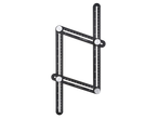 A black multi-angle measuring ruler with silver knobs, displayed against a black background.