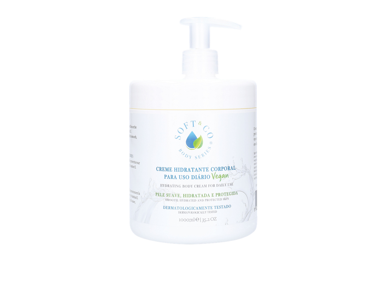 Creme hidratante corporal vegan para uso diário, 1000ml.