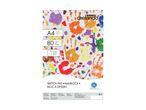 A4 sketch pad with 80 sheets of 80gsm paper, featuring colorful handprints on the cover.