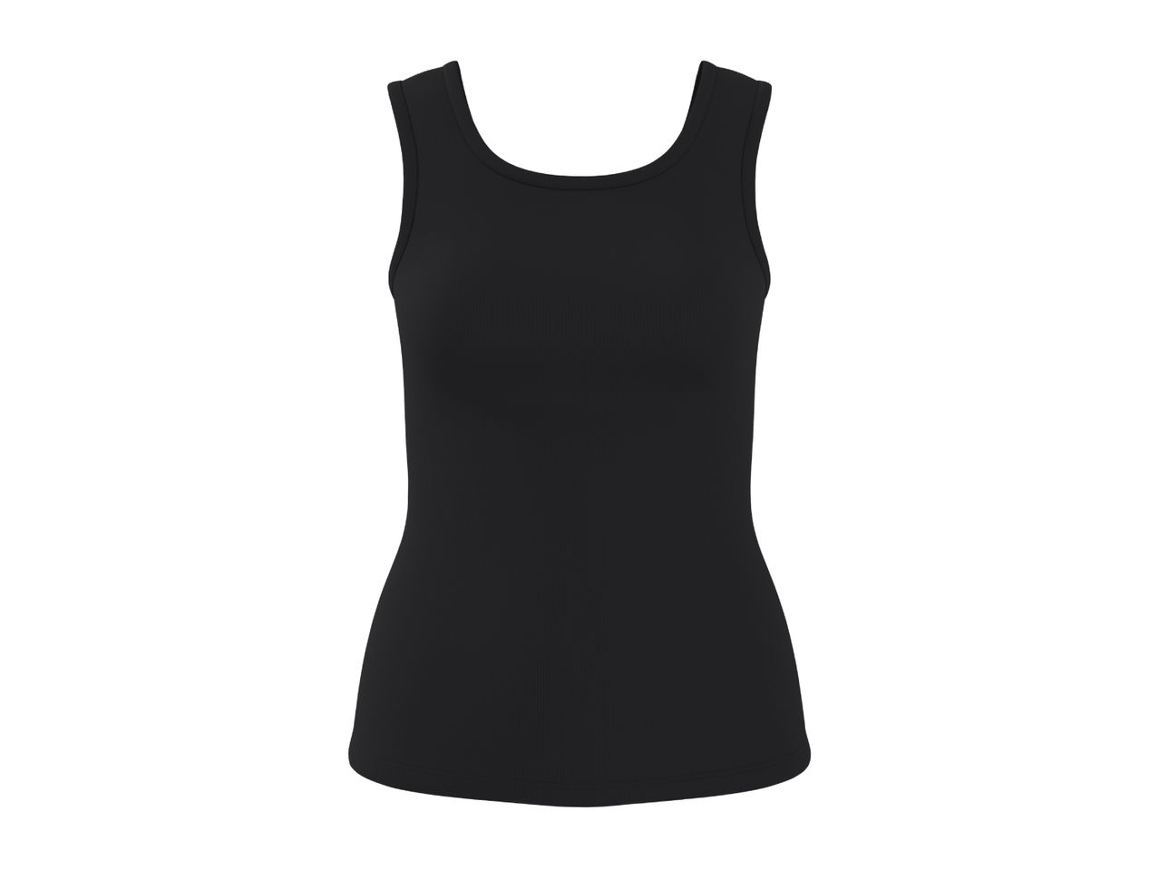 Black ribbed tank top for women