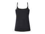 Black women's camisole with spaghetti straps, back view.