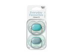 Two pacifiers in a clear package, one teal and one light blue, for 18-36 months.