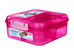 A pink Sistema Klip It lunchbox.
