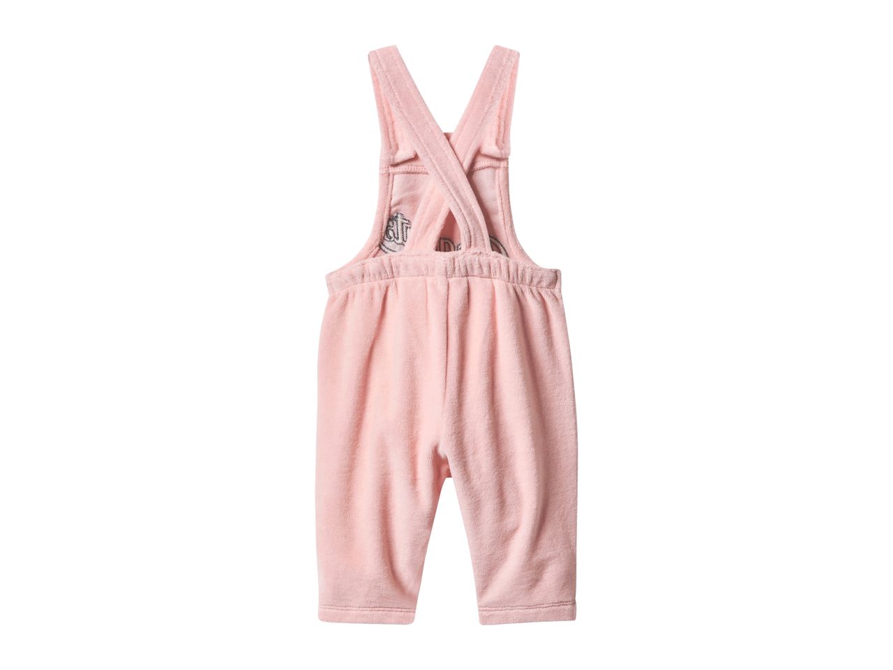 Pink baby overalls with criss-cross straps
