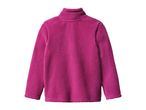 A magenta fleece pullover with a mock neck.