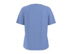 Back view of a plain light blue short-sleeved t-shirt.