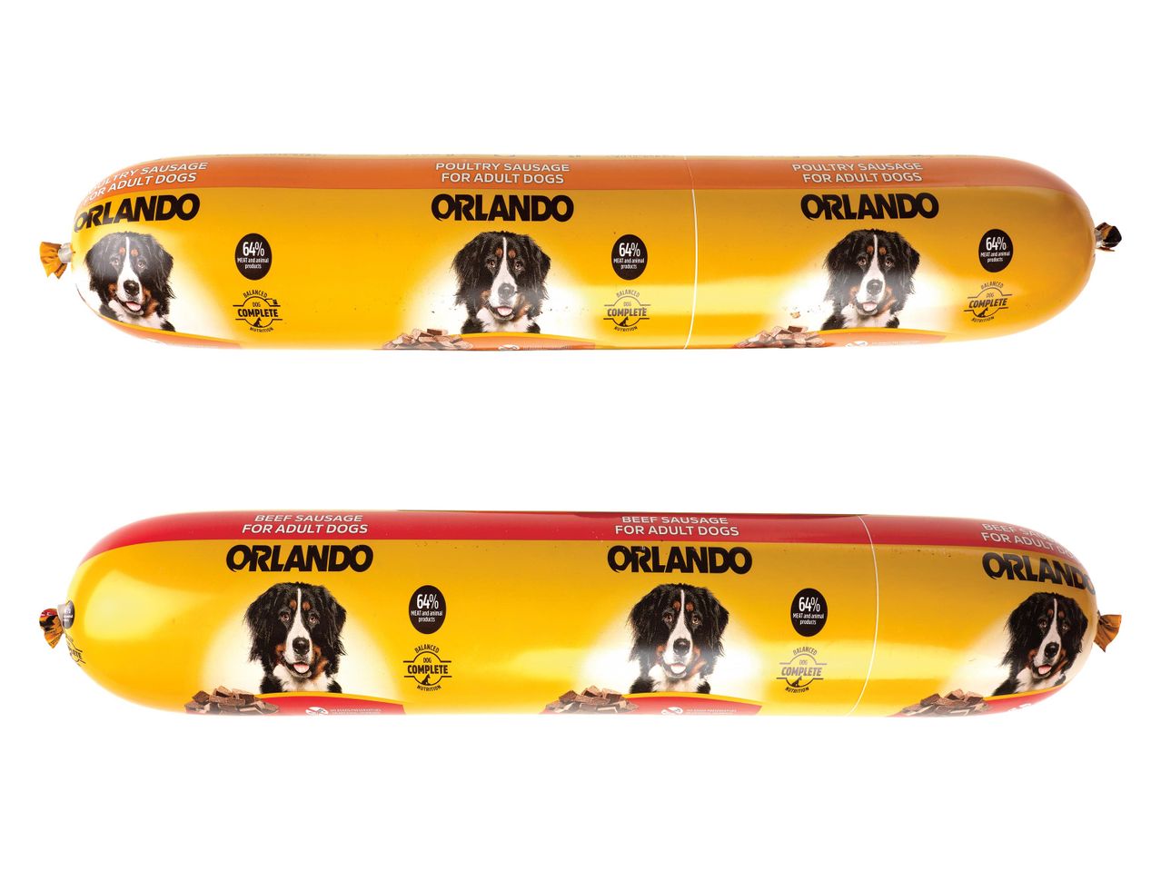 Cârnați Orlando pentru câini adulți: pui, vită.