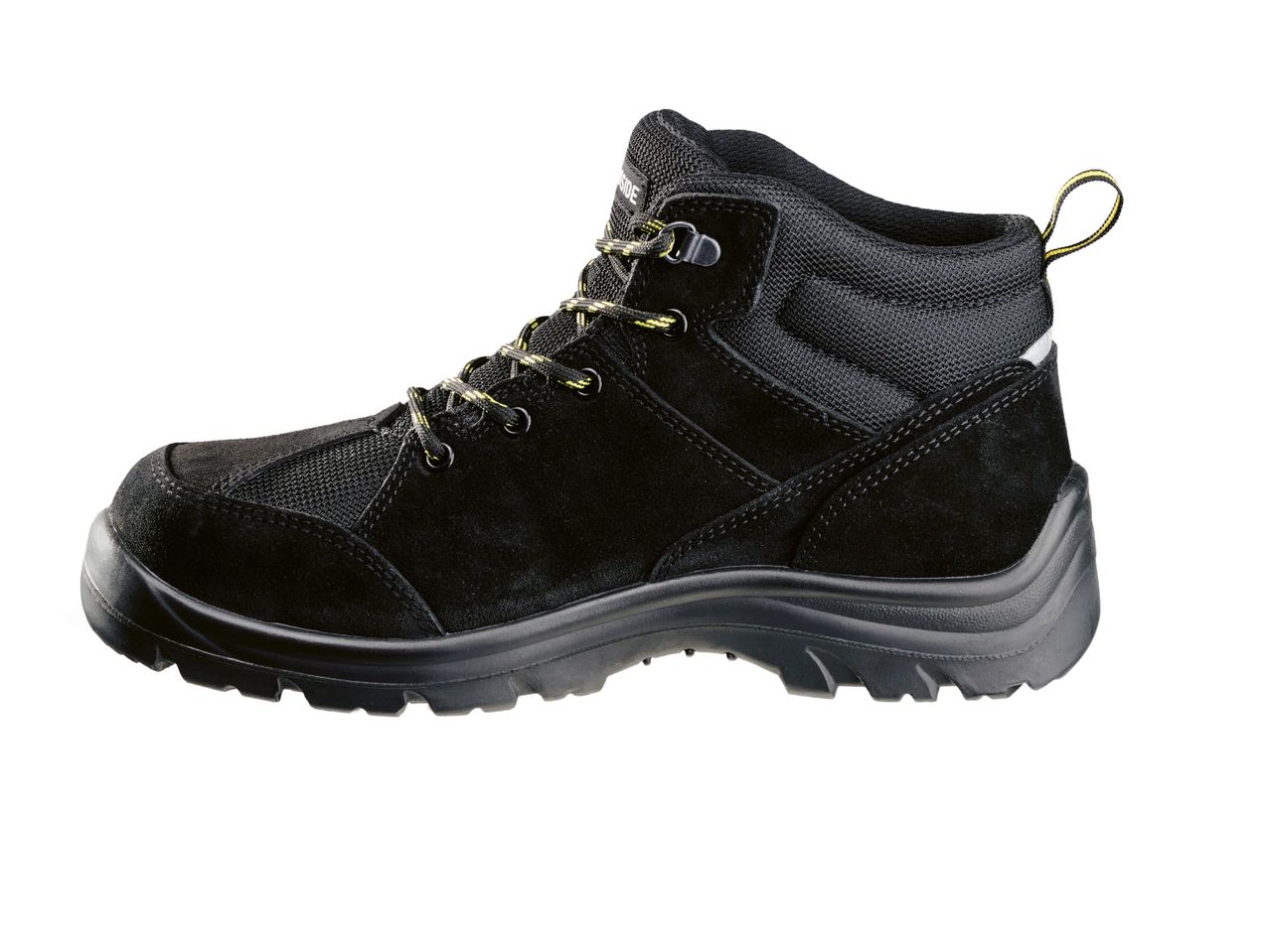 Black Safety boots with laces.