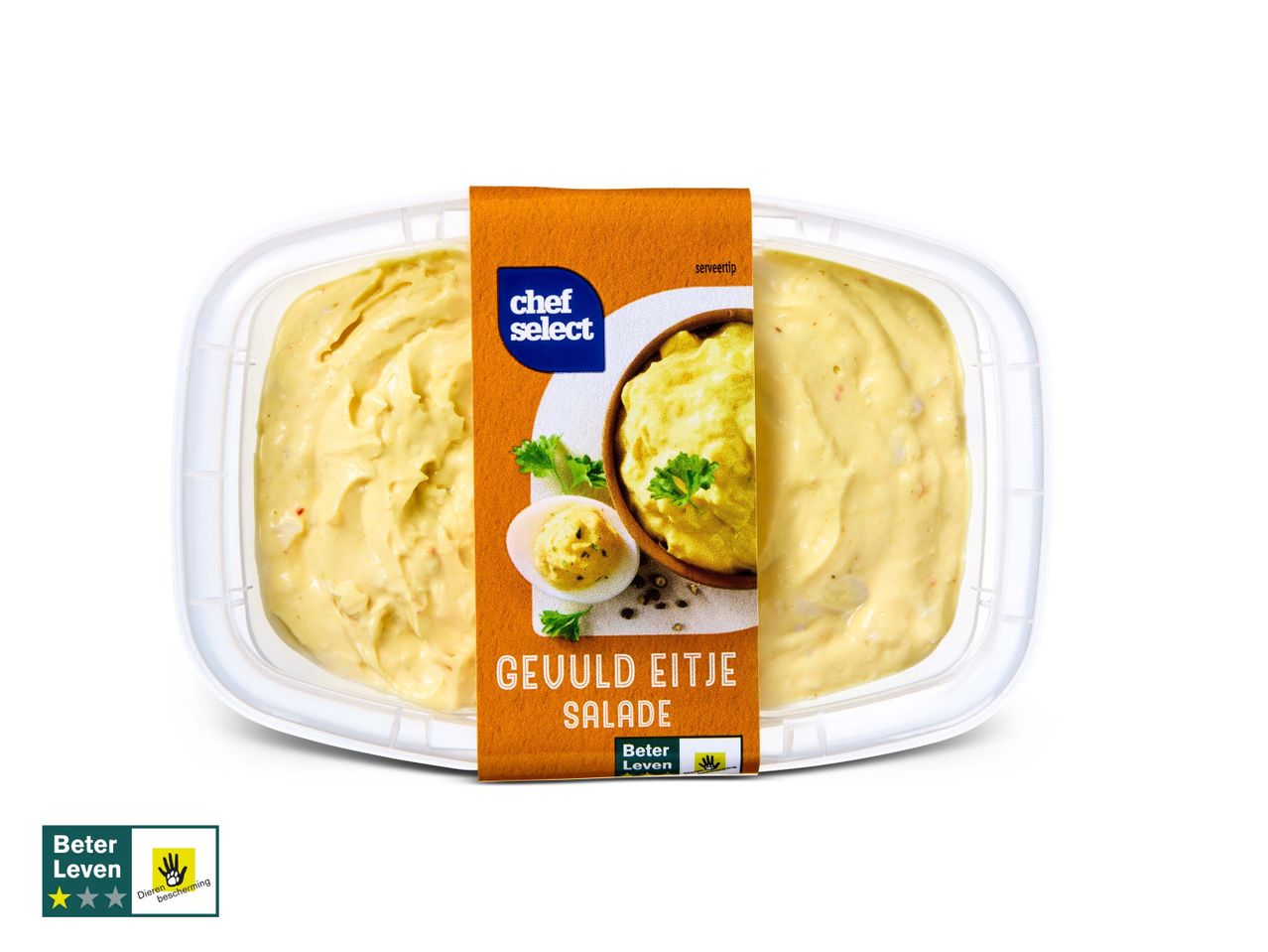 Chef Select: gevulde eiersalade in bakje.