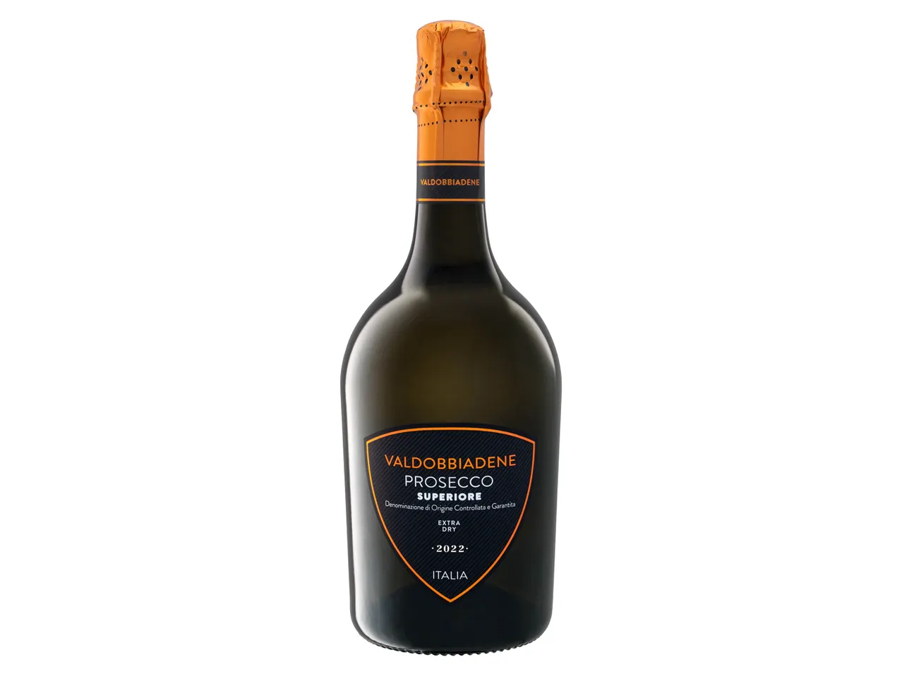 Bouteille de Prosecco Superiore Valdobbiadene Extra Dry 2022.