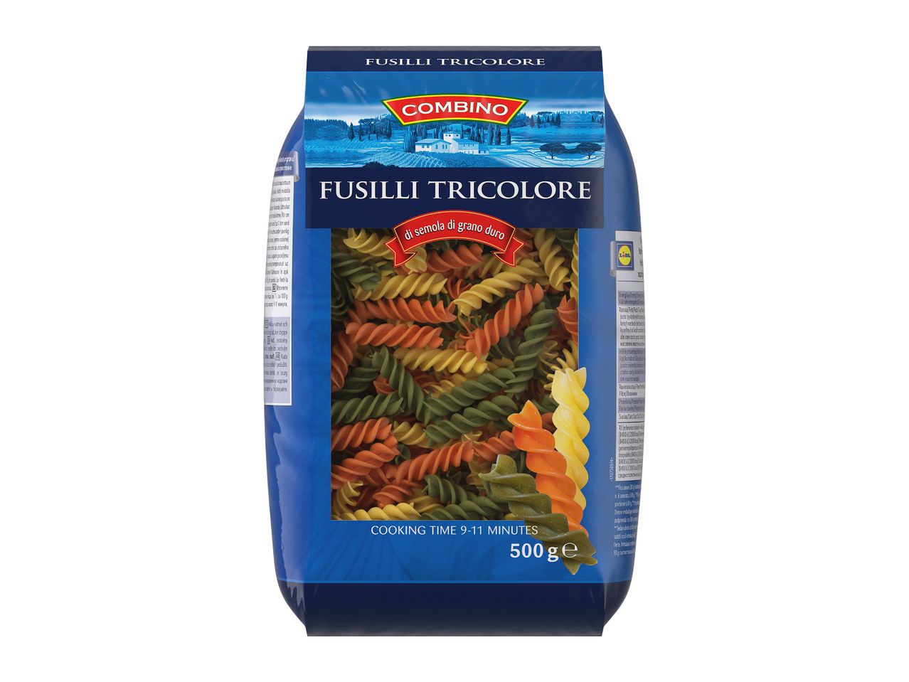 Pachet de 500g de paste fusilli tricolore Combino.