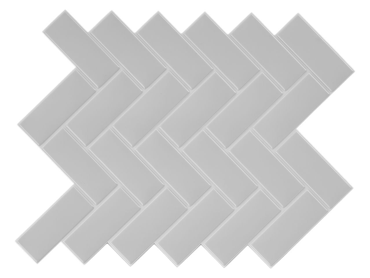 LIVARNO home self-adhesive wall tiles in a light gray herringbone pattern.