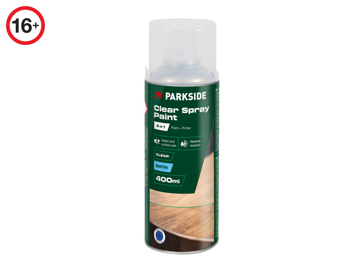 Parkside Clear Spray Paint, 400ml, with a 16+ age restriction