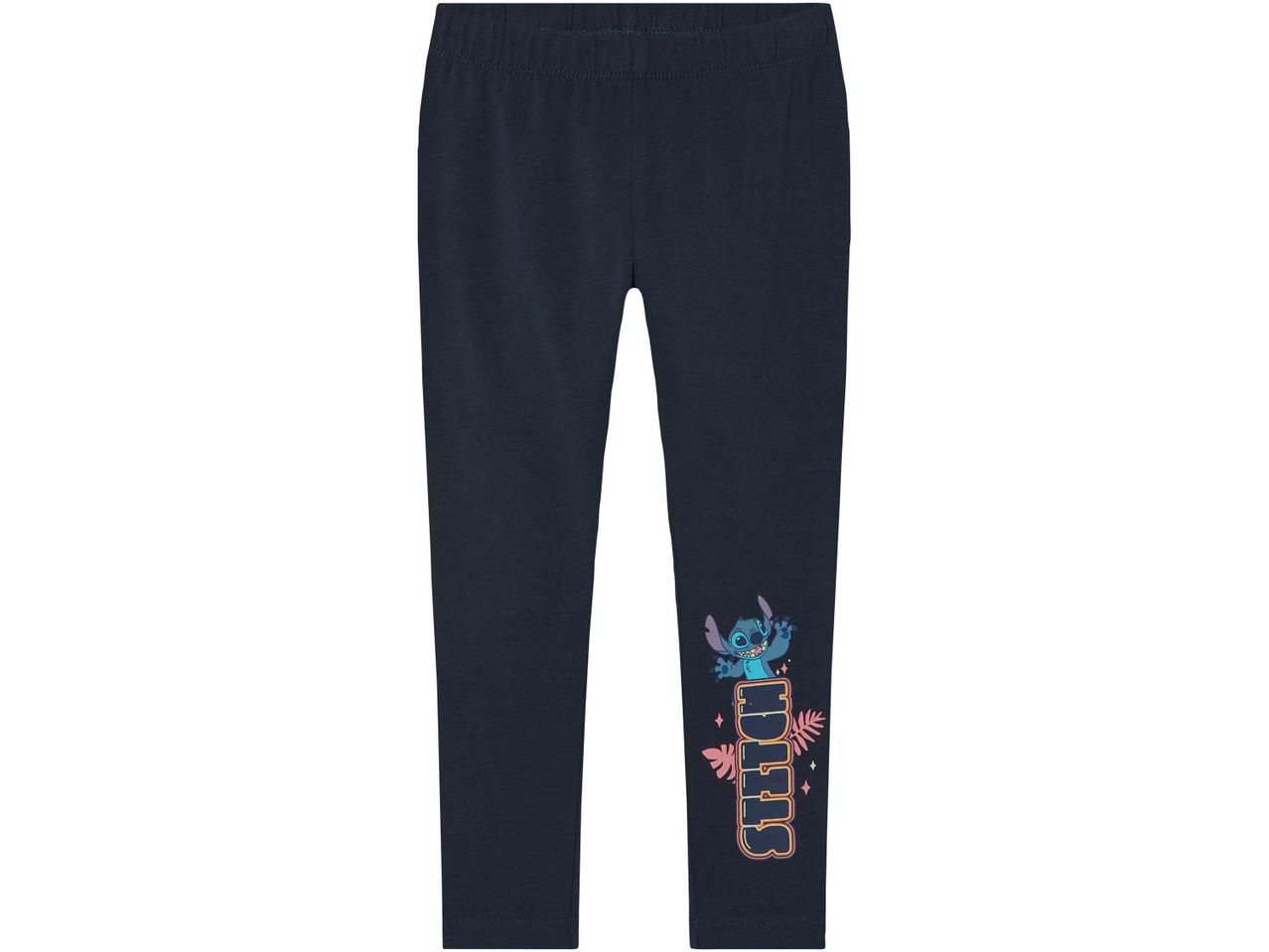 Leggings blu scuro per bambina con stampa di Stitch.