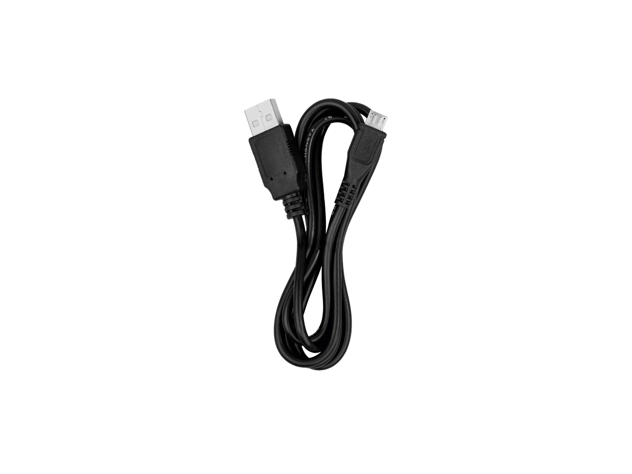 Черен USB кабел за зареждане и пренос на данни.