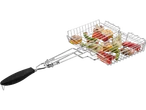 Cesta para grelhar com legumes grelhados.