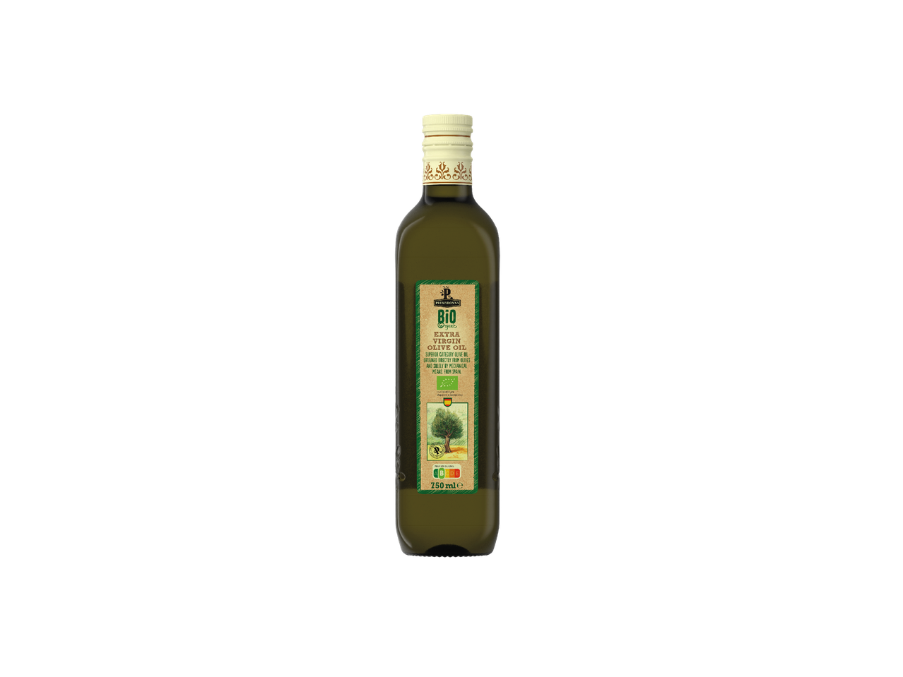 Boca organskog ekstra djevičanskog maslinovog ulja s natpisom 'Bio Organic Extra Virgin Olive Oil'.