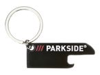 Black Parkside keychain with a bottle opener and a silver key ring.