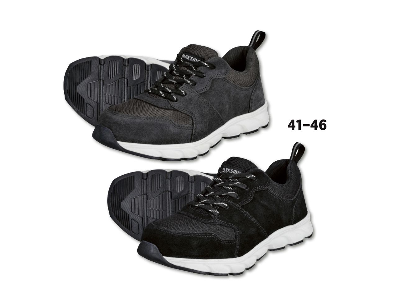 Kaks paari musti Parkside tosse valge tallaga, suurused 41-46.
