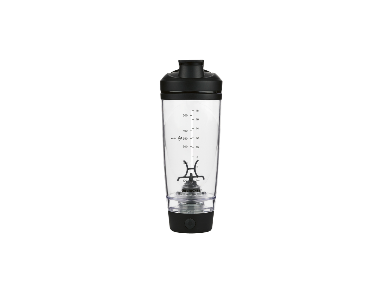 Shaker Silvercrest® Kitchen Tools cu gradații de măsurare și buton de pornire.