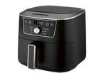 Black air fryer with a digital display showing 170°C and various cooking functions.