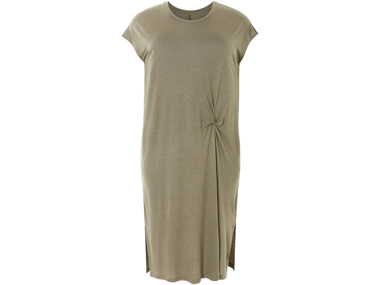 Bež obleka-majica z vozlom.