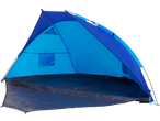 Blue beach shelter or sun shade tent with a dark floor.