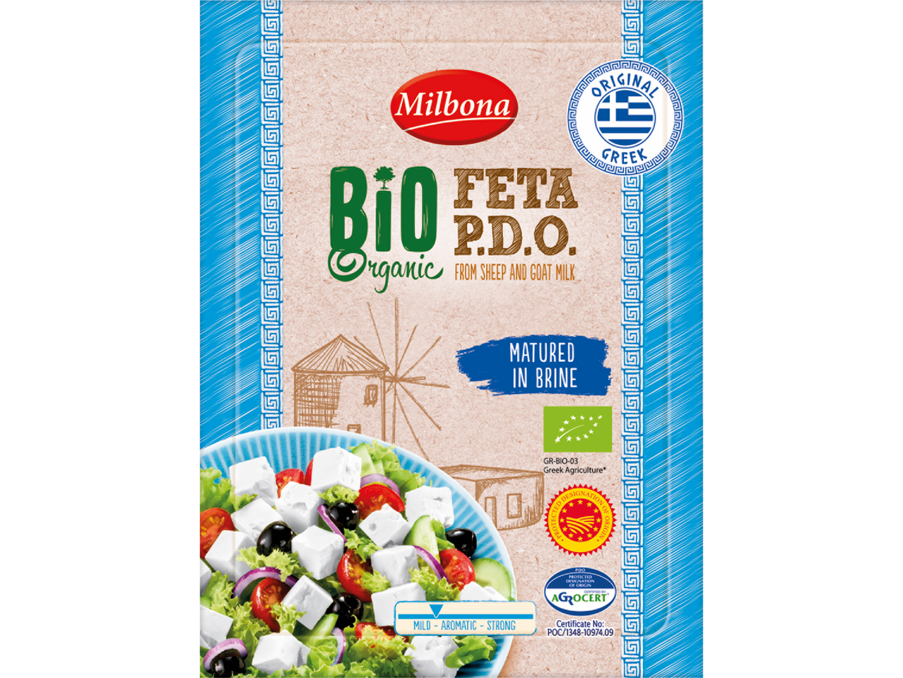 Milbona Bio Feta P.D.O. – Grekisk ekologisk fetaost i saltlake.