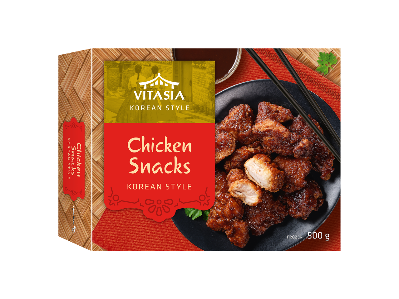 Diepvries Vitasia kip snacks, Koreaanse stijl, 500g.