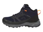 Navy blue and black Nevica waterproof hiking boots with orange accents.