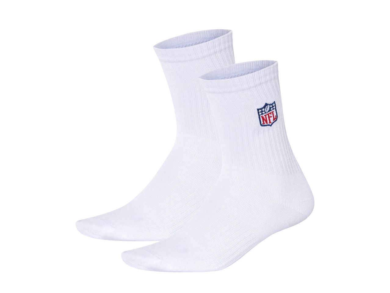 Due paia di calze bianche con logo NFL.