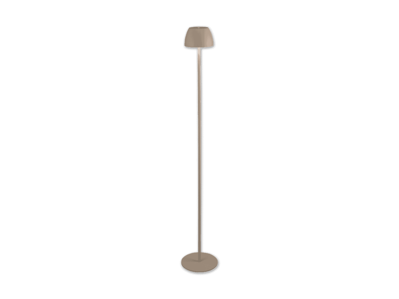 Stehlampe mit beigem Lampenschirm und Sockel