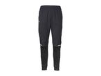Black men's sports trousers with reflective details and an elastic waistband.