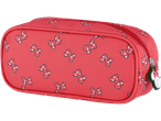 Red Minnie Mouse zip pouch with polka dot bows.