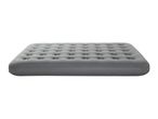 Grey inflatable air mattress with a tufted surface, isolated on a white background.