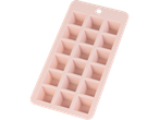 Pink silicone mold for ice cubes or chocolates.