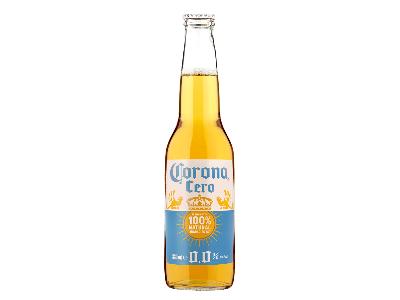 Бутилка безалкохолна бира с етикет „Corona Cero“, 0,0% алкохол, 330 ml