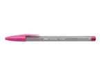 A pink BIC Cristal ballpoint pen with a 1.6 mm point.