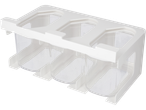 Suporte branco para especiarias com três recipientes transparentes