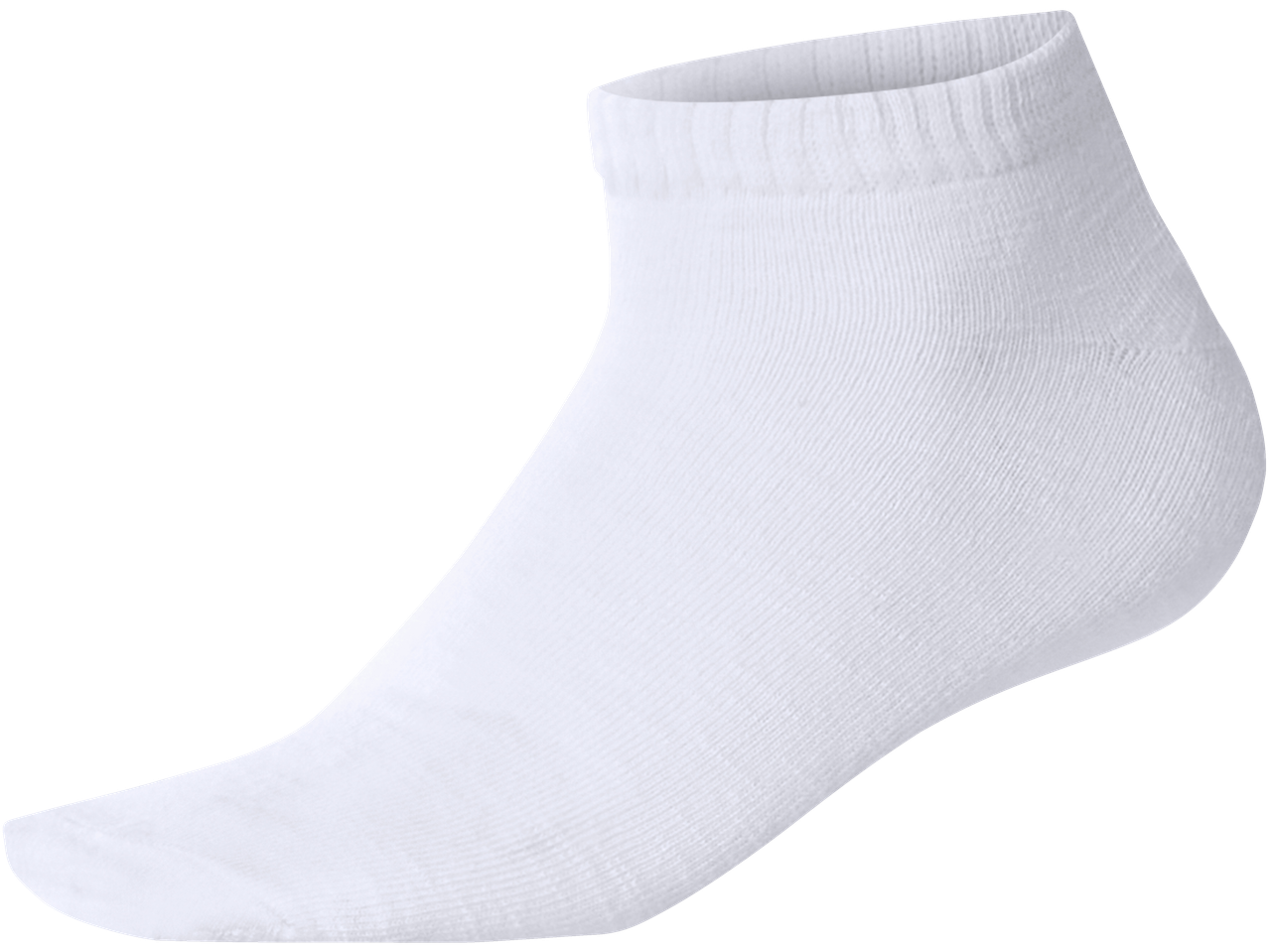Single white ankle sock, shown from the side on a black background.