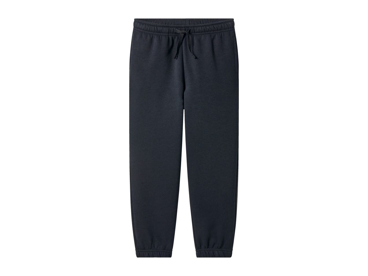 Dark grey sweatpants with an elasticated waist and drawstring