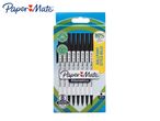 Paper Mate Kilometrico ballpoint pens, 8 black pens in a package, 80% recycled plastic.