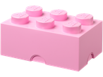 Roosa Lego® hoiuklots, suur ristkülikukujuline karp kuue nupuga peal.